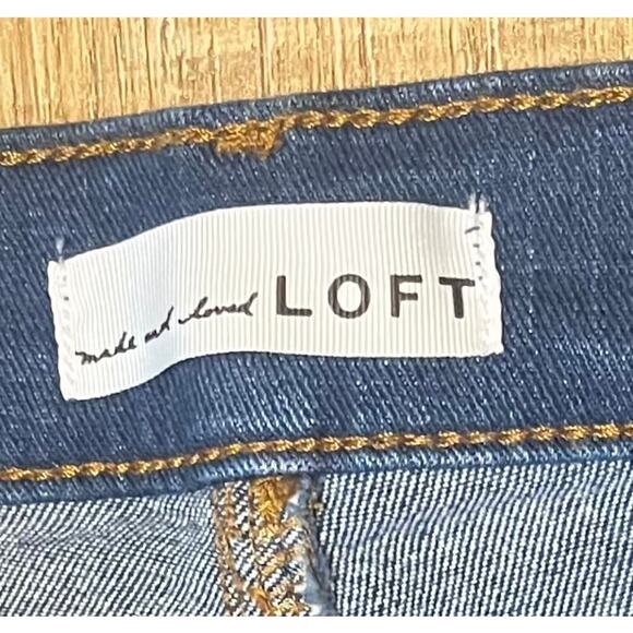 Loft The Slim Flare Patch Flap Pocket Jeans 12x31 NWOT Dark Wash Boho Hippie - Picture 7 of 10